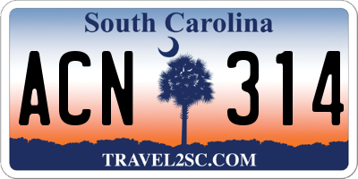 SC license plate ACN314