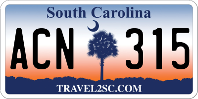 SC license plate ACN315