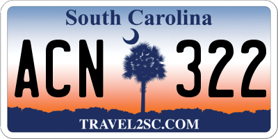 SC license plate ACN322