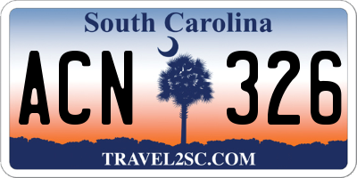 SC license plate ACN326