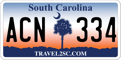 SC license plate ACN334