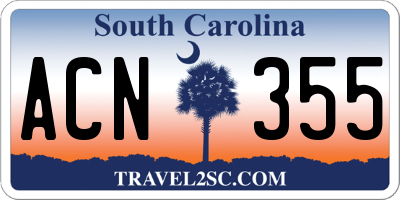SC license plate ACN355