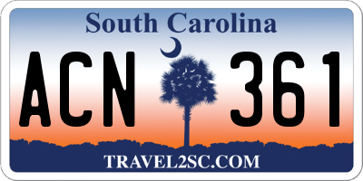 SC license plate ACN361