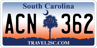 SC license plate ACN362