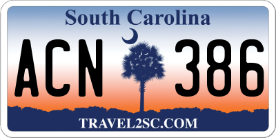 SC license plate ACN386