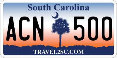 SC license plate ACN500