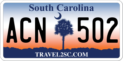 SC license plate ACN502