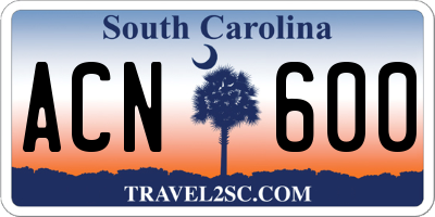 SC license plate ACN600