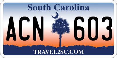 SC license plate ACN603