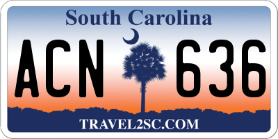 SC license plate ACN636