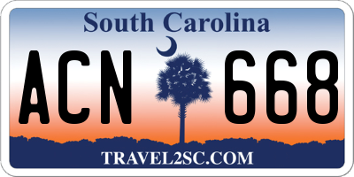 SC license plate ACN668