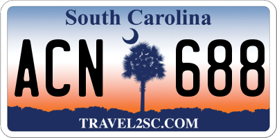 SC license plate ACN688