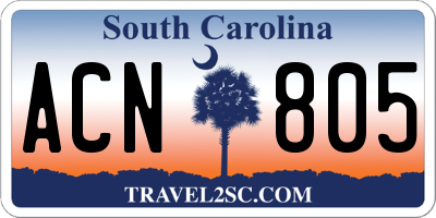 SC license plate ACN805