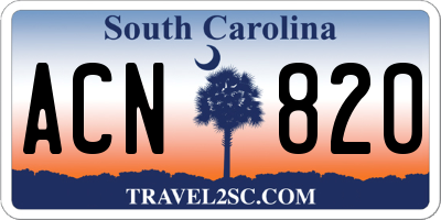SC license plate ACN820