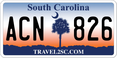 SC license plate ACN826
