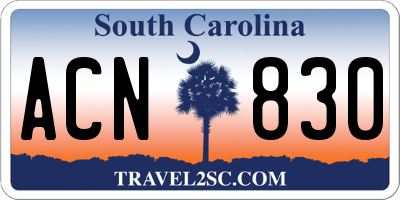 SC license plate ACN830