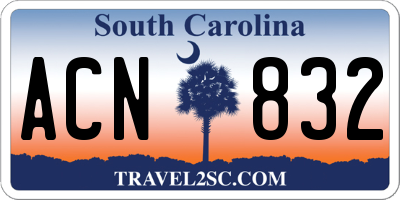 SC license plate ACN832