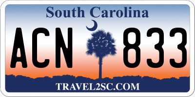 SC license plate ACN833