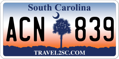 SC license plate ACN839