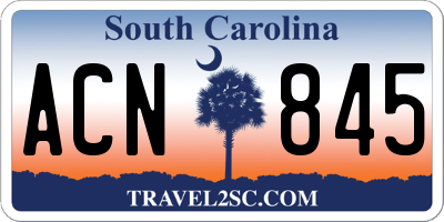 SC license plate ACN845