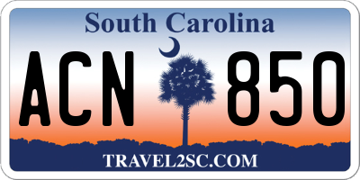 SC license plate ACN850