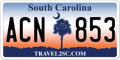 SC license plate ACN853