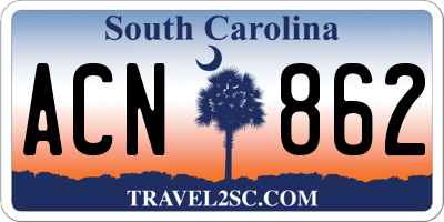SC license plate ACN862