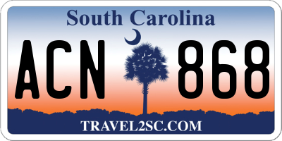 SC license plate ACN868