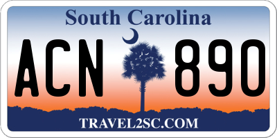 SC license plate ACN890