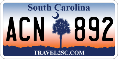 SC license plate ACN892