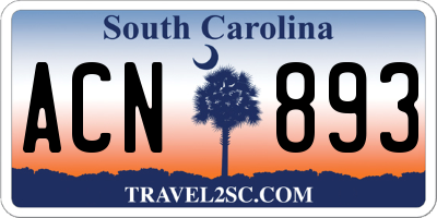 SC license plate ACN893
