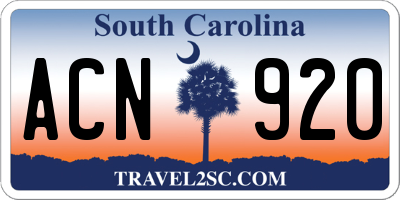 SC license plate ACN920