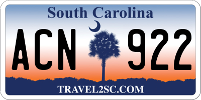 SC license plate ACN922