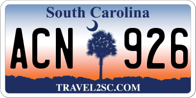 SC license plate ACN926
