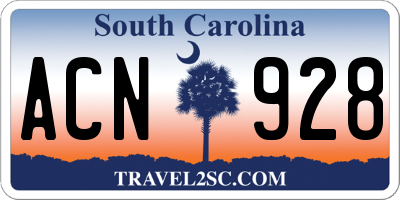 SC license plate ACN928