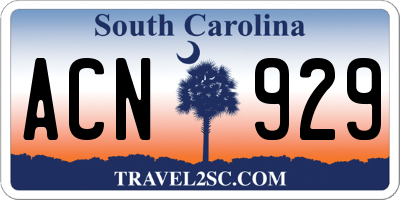 SC license plate ACN929