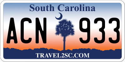 SC license plate ACN933