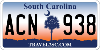SC license plate ACN938