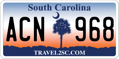 SC license plate ACN968