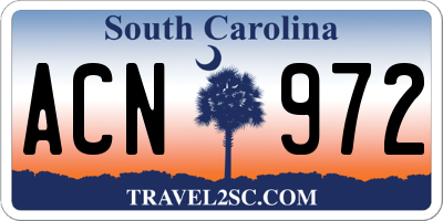 SC license plate ACN972