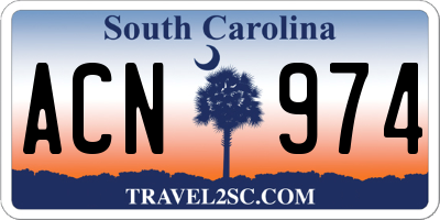 SC license plate ACN974