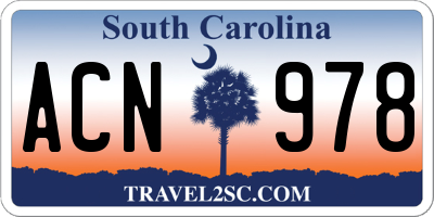 SC license plate ACN978