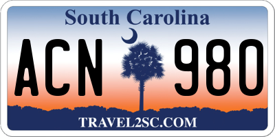 SC license plate ACN980