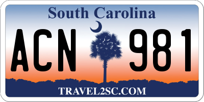 SC license plate ACN981