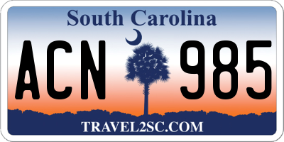 SC license plate ACN985
