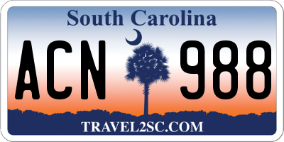 SC license plate ACN988