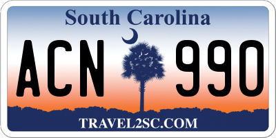 SC license plate ACN990