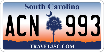 SC license plate ACN993