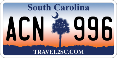 SC license plate ACN996