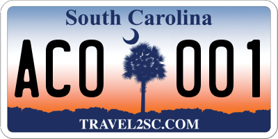 SC license plate ACO001